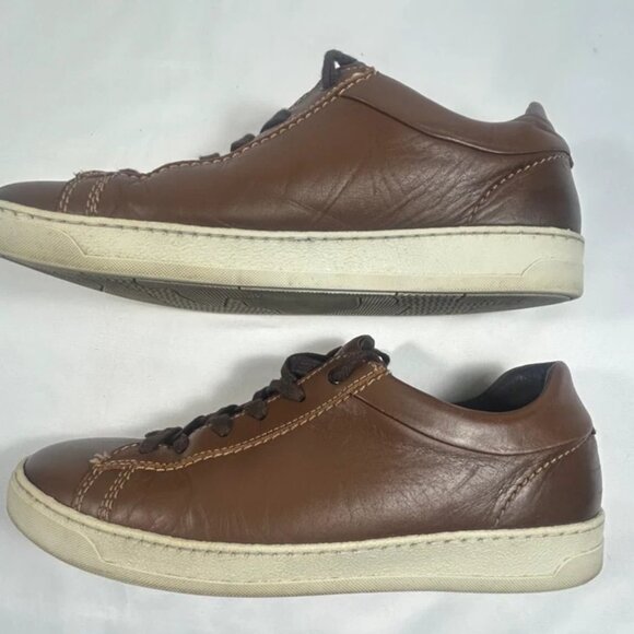 Bruno Magli Diego Sneakers Men\'s Cognac Low Top Shoes Brown Leather Size 9 main image 4